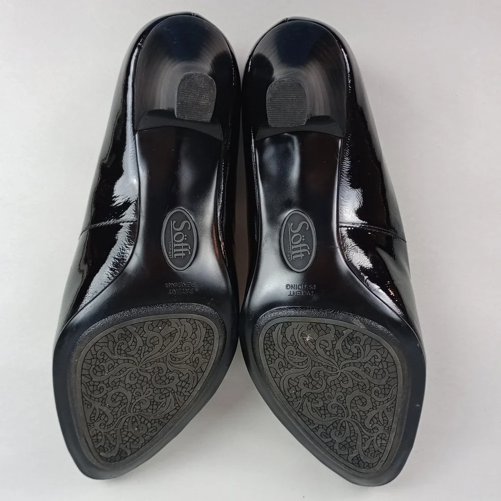 Sofft Womens 6.5 Black Patent Leather Round Toe Comfort Classic Office Pump Heel
